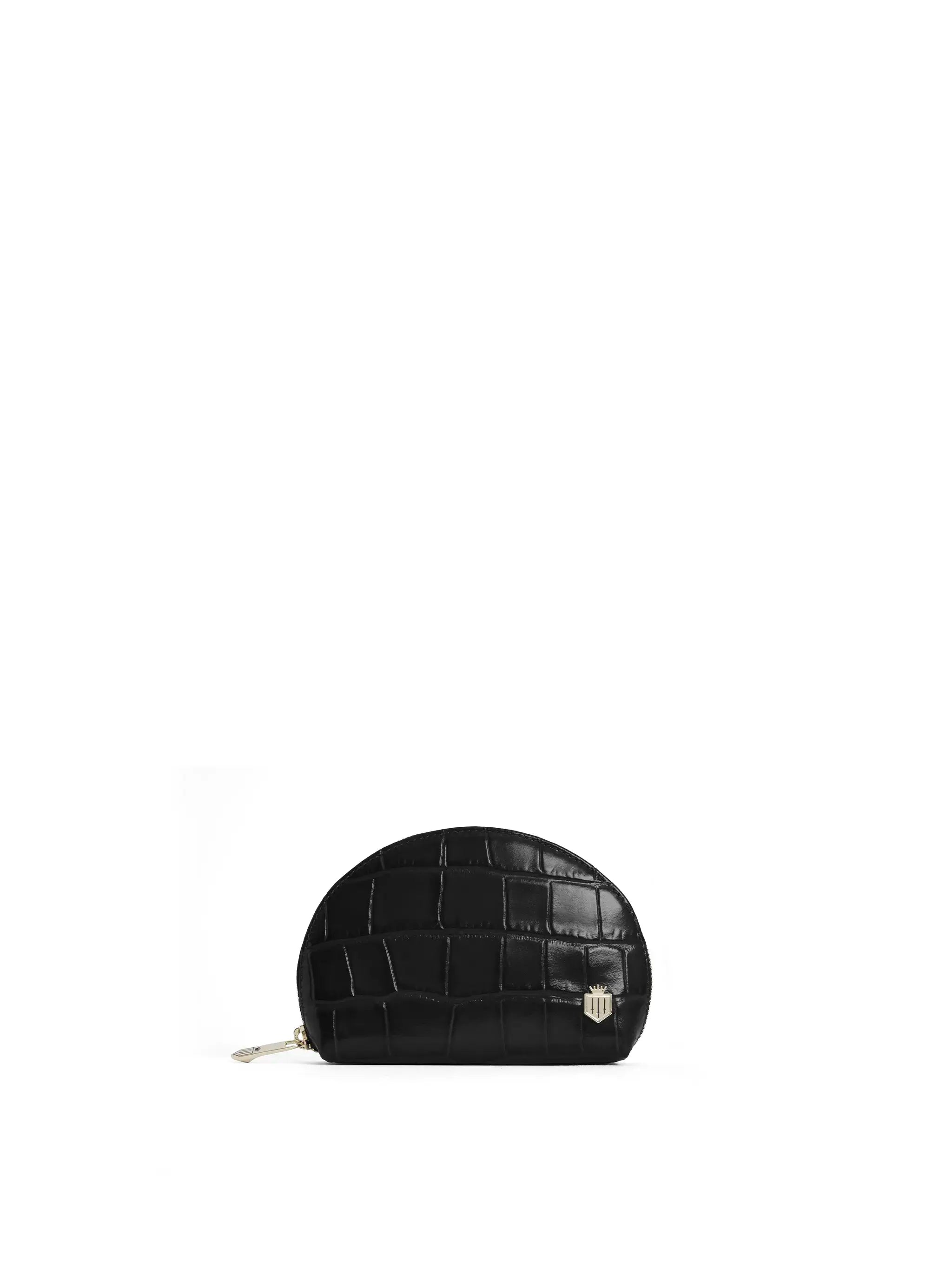 Chiltern Coin Purse - Black Croc Print Leather