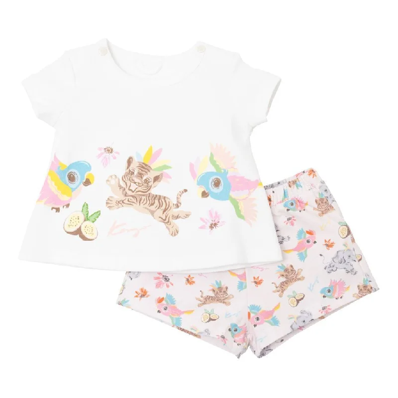 White Baby Animals Graphic Outfit