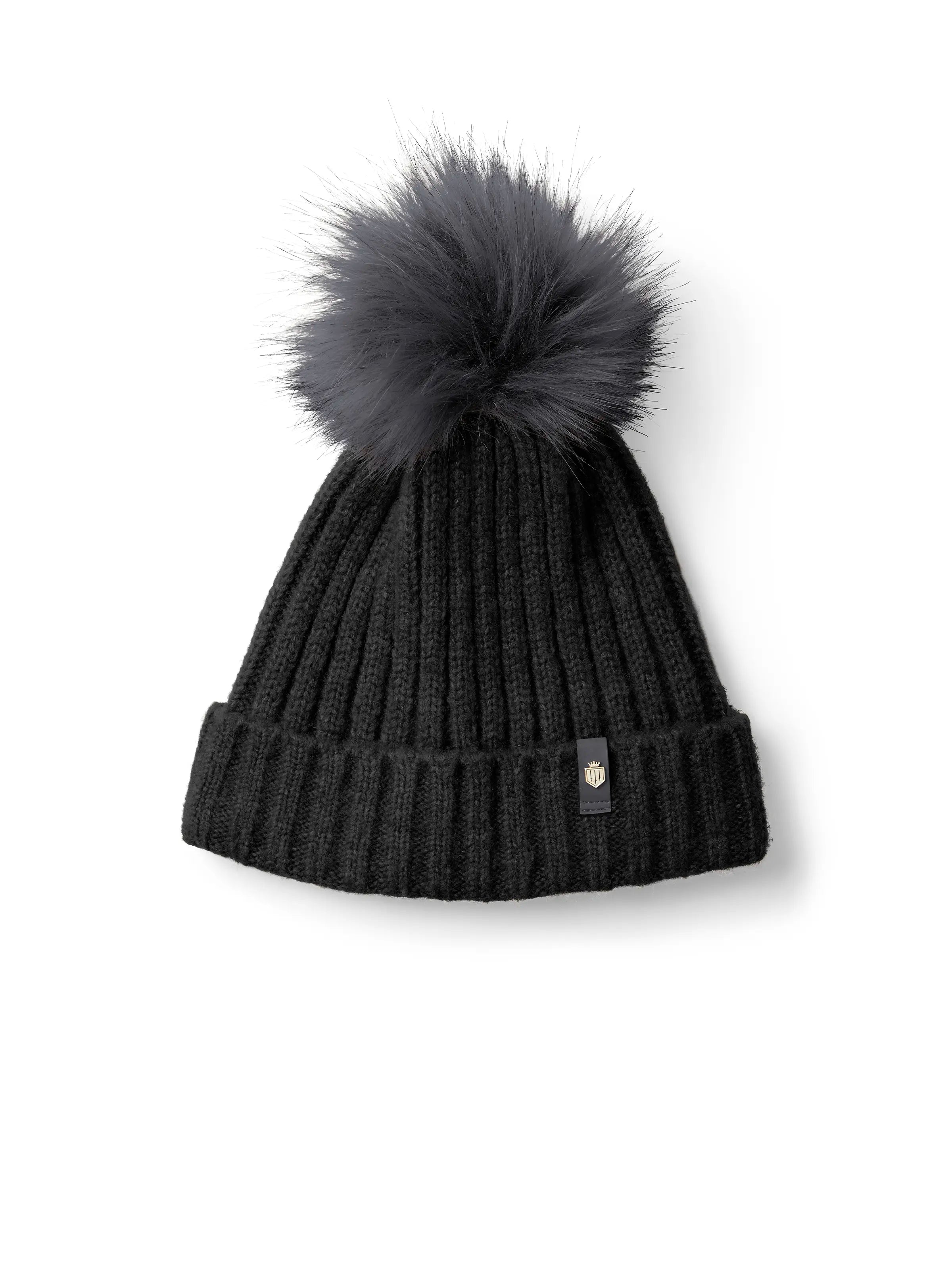 Signature Knitted Bobble Hat - Black & Grey