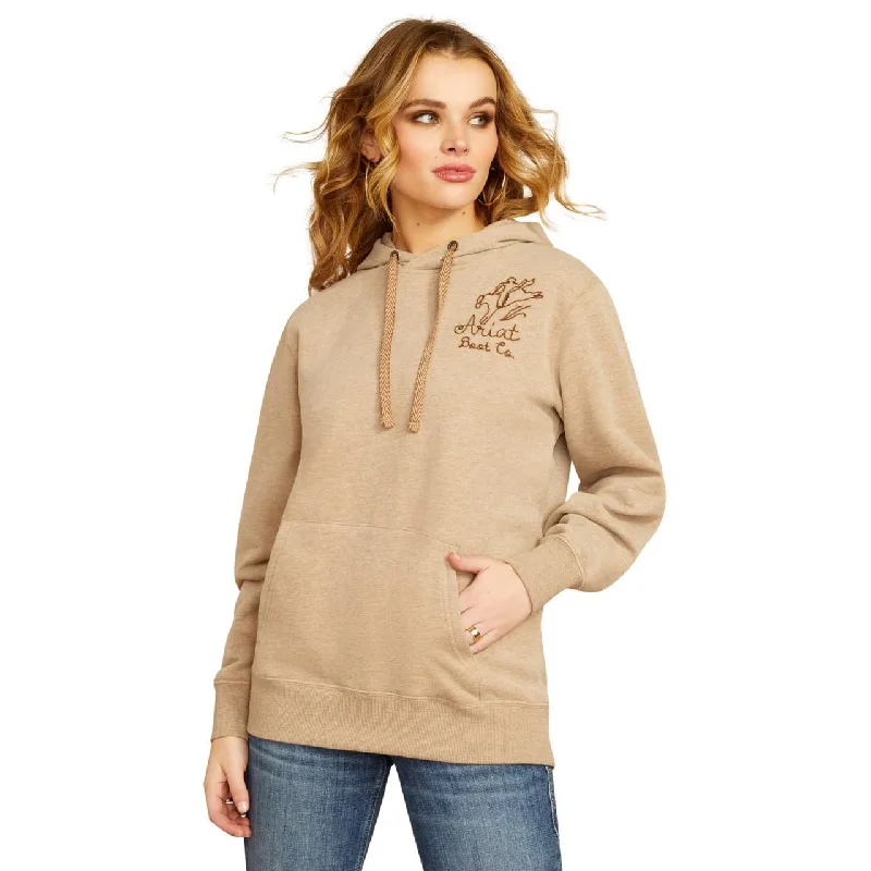 Ariat Women's Bronco Stitch Hoodie, Dark Oatmeal Heather