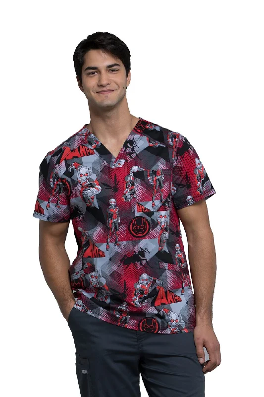 Cherokee Tooniforms Men's V-Neck Ant Man Print Scrub Top XXX-Large Print