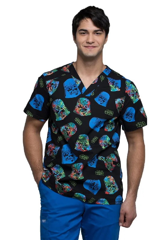 Cherokee Tooniforms Men's V-Neck Star Wars Print Scrub Top XXX-Large Print