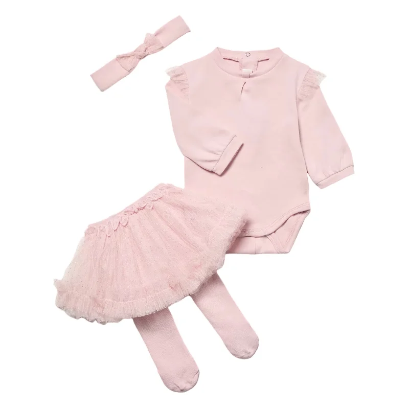 Pink Ruffle Bodysuit Skirt Set