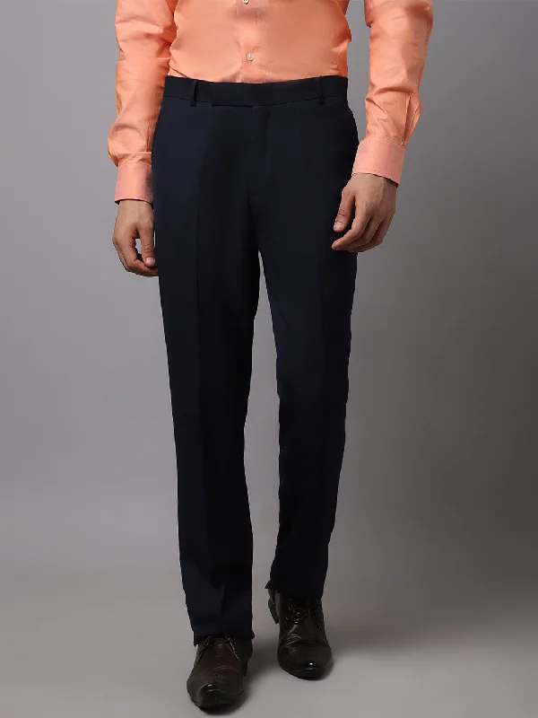 Men's Formal Flat front Navy Blue  Trousers