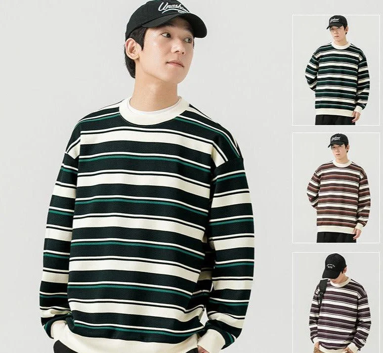 Round Neck Striped Sweatshirt