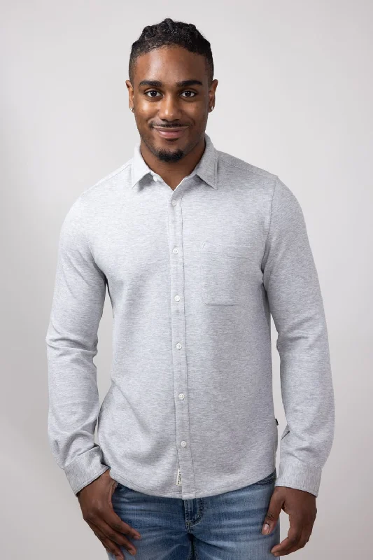 Civil Society Nick Knit Button Up Shirt for Men in Heather Gray | MCLN-2019 HTHRGRY