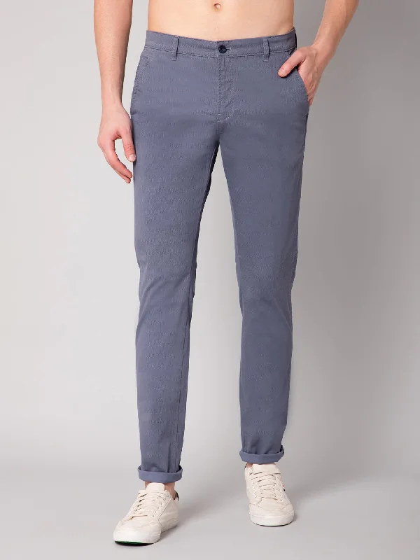 Men's Casual Flat front Blue  Trousers