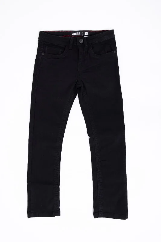 Youth Black Slim Fit Stitch Pocket Jeans for Boys | BCP99083-BLACK