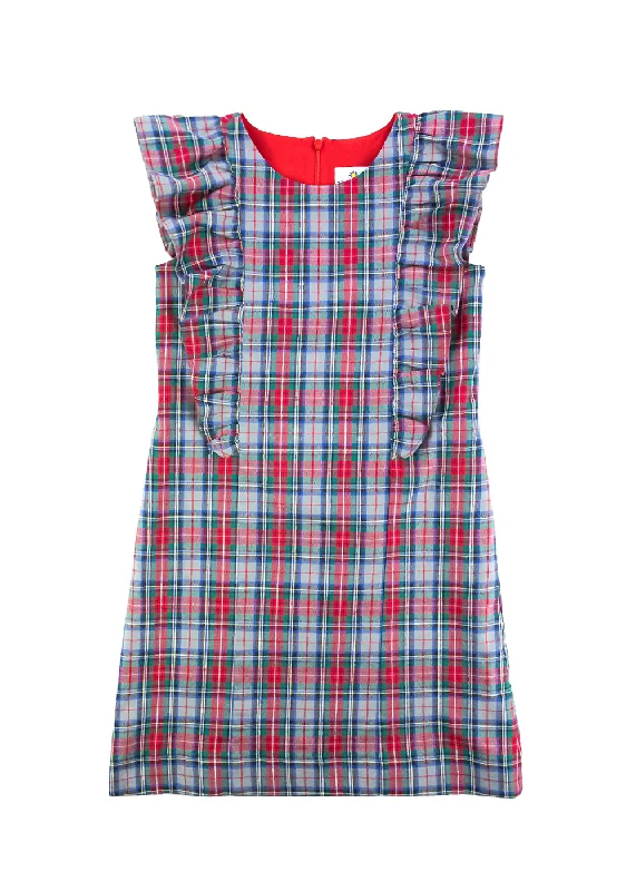 Ruffle Front Plaid Dress