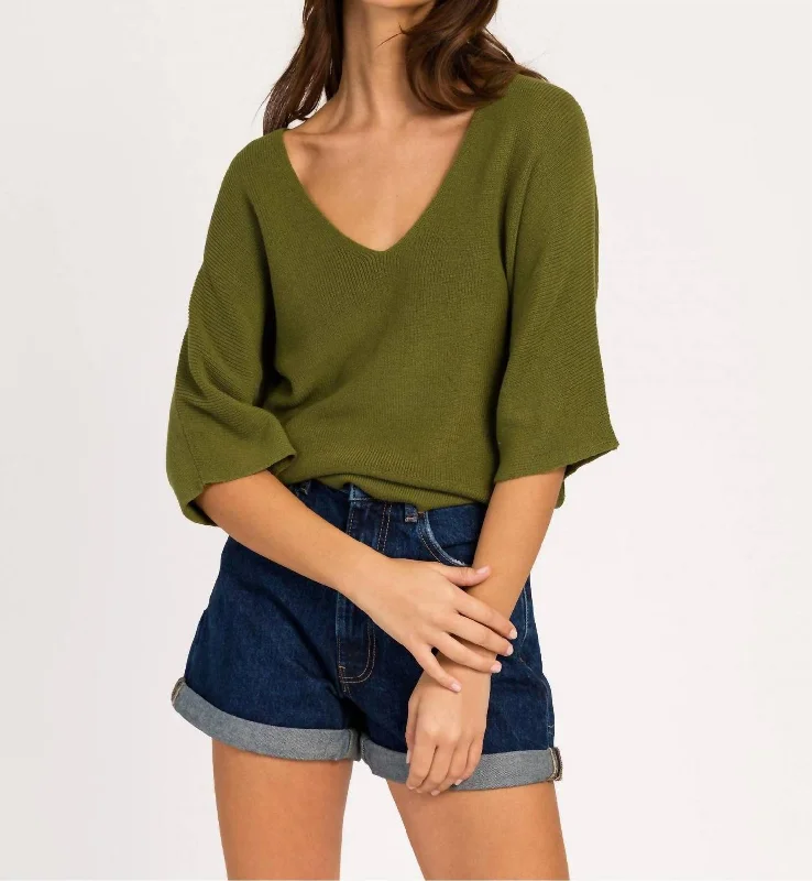 Lenono Knit Sweater In Olive