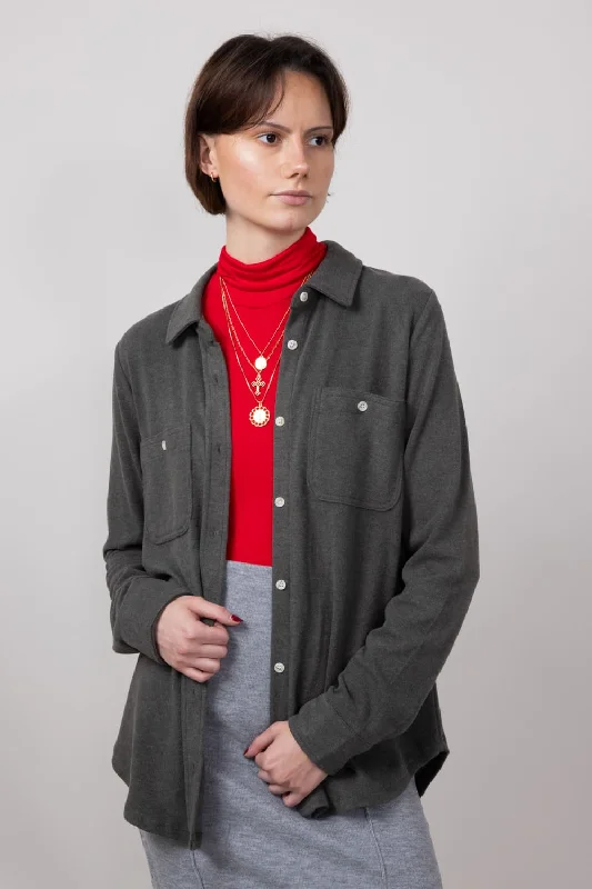 Thread & Supply Lewis Soft Luxe Button Up Shirt for Women in Black Olive | T1084PVXTS-BLACKOLIVE