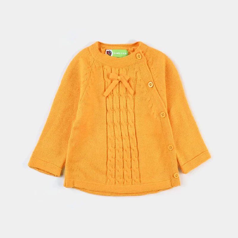 Infant Girls Acrylic Sweater Celtic Cable-Citrus