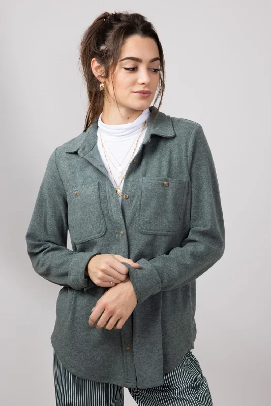 Thread & Supply Lewis Soft Luxe Button Up Shirt for Women in Heather Foliage | T1084PVXTS-HEATHERFOLIAGE