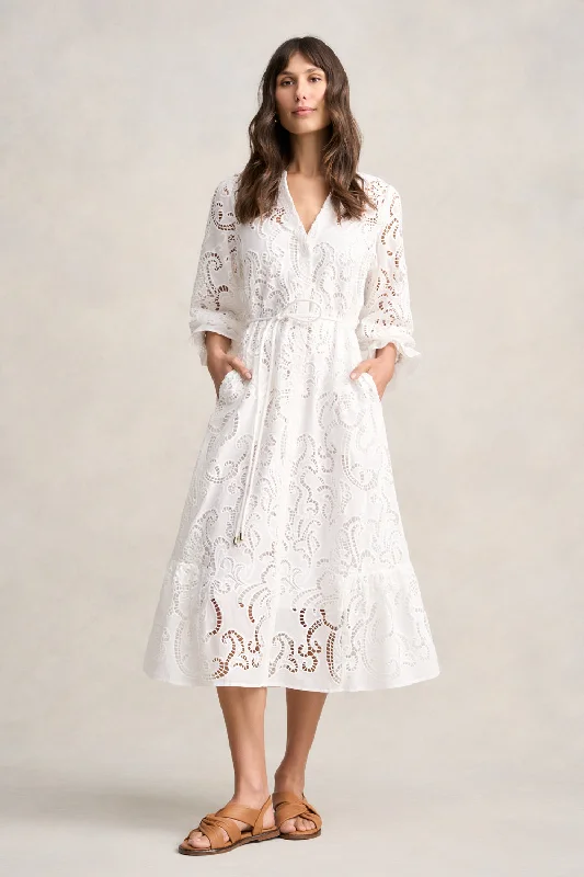 Broderie Lace Dress - White