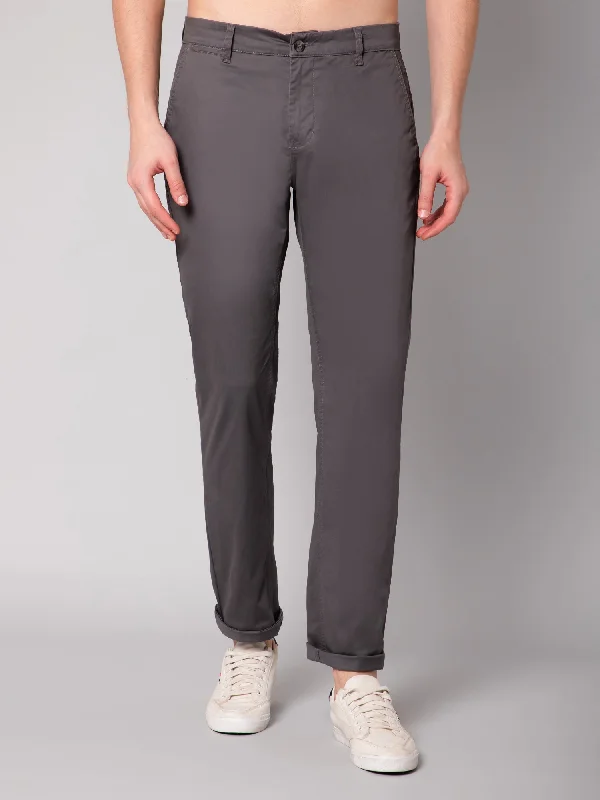 Men's Casual Flat front Grey  Trousers