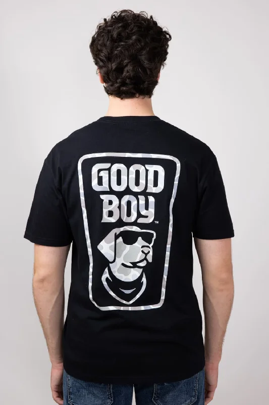 Good Boy Camo Dog T-Shirt for Men in Black | 2214-BLACK