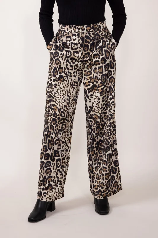 Leopard Print Satin Pants for Women in Animal Print | MAP3014-ANIMALPRINT