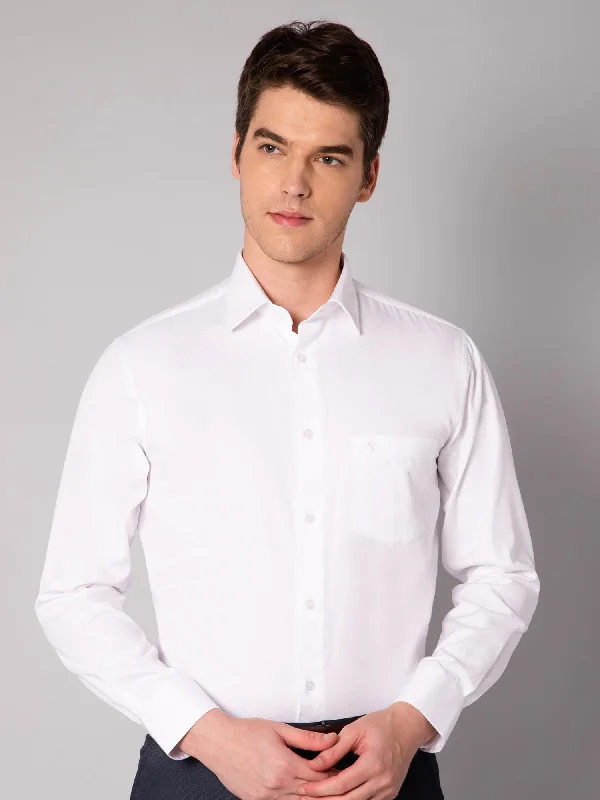 Men's White Formal Plain Full Sleeve Shirt