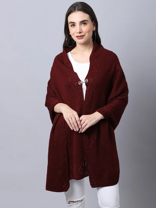 Women's Casual  Maroon Self design Jacquard  Stole