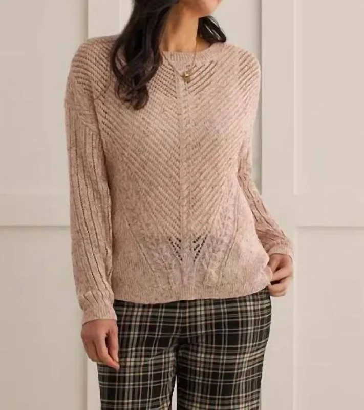 Combo-Knit Scoop Neck Sweater In Oatmeal