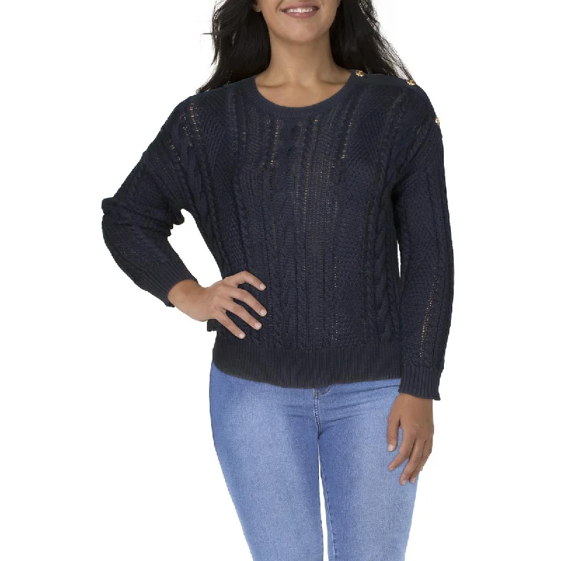 Plus Womens Cotton Cable Knit Pullover Sweater