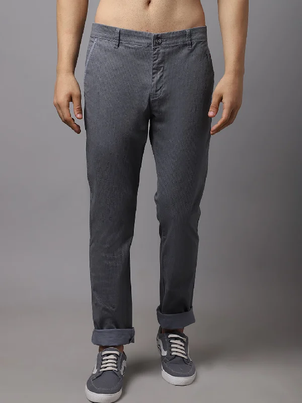 Men's Casual Flat front Grey  Trousers