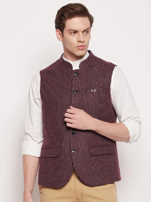 Men Maroon Waist Coat