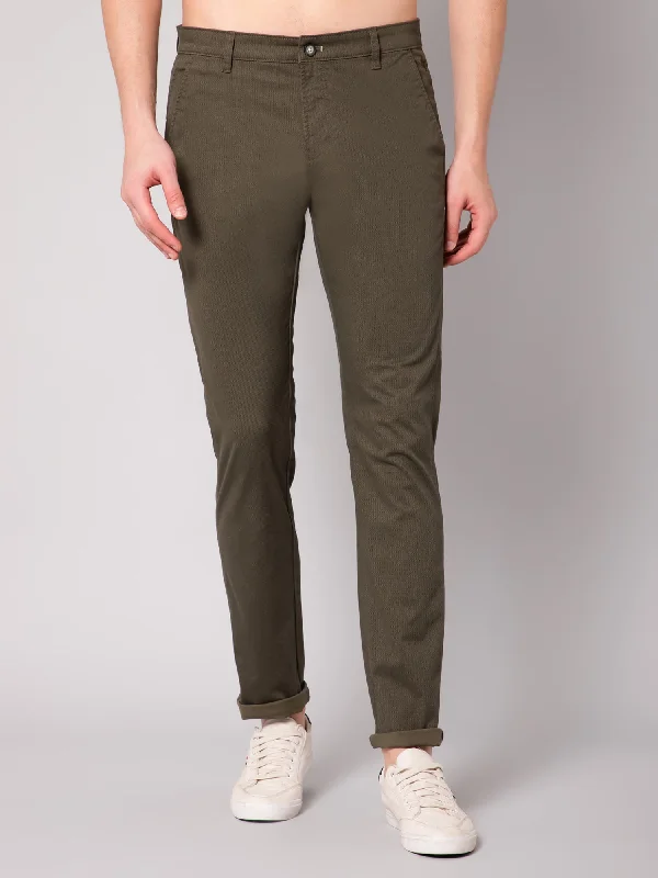 Men's Casual Flat front Olive Green  Trousers