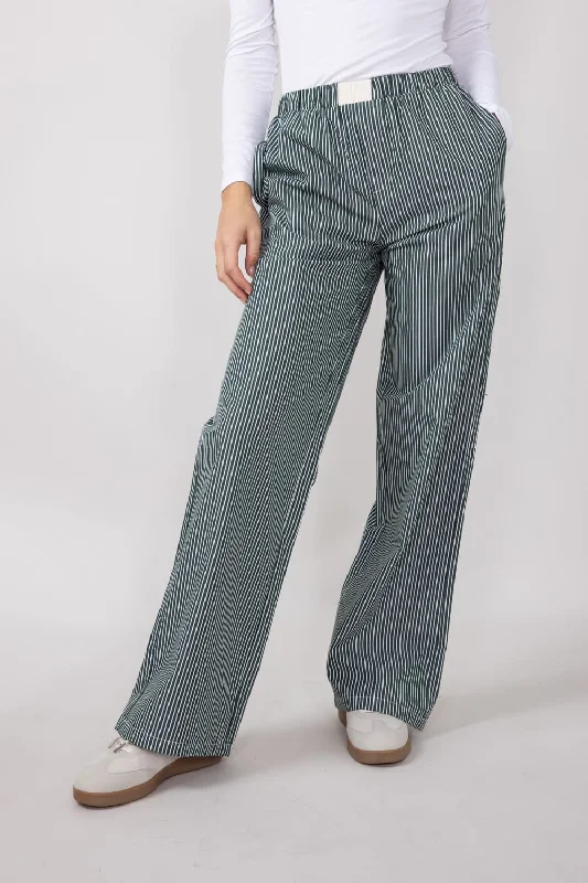 Striped Relaxed PJ Pants for Women in Forest Green | PSP1438-FORESTGREEN