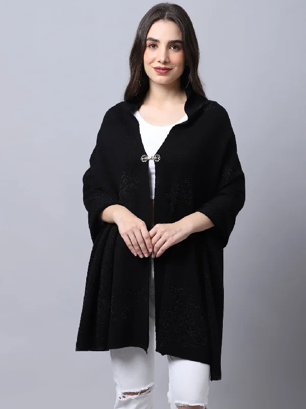 Women's Casual  Black Self design Jacquard  Stole