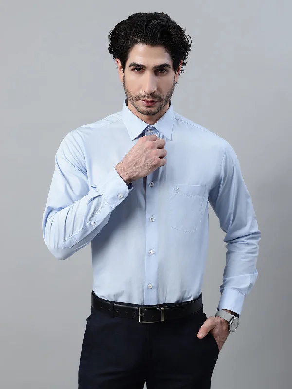 Men's Sky Blue Formal Plain Full Sleeve Shirt