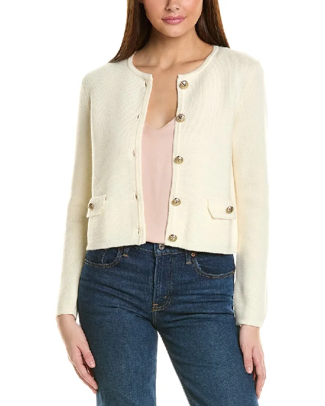 Bruno Magli Cropped Crewneck Wool Jacket