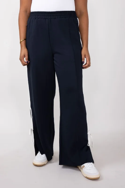 Bow Tie Track Pants for Women in Dark Navy | SP2364-DKNAVYWHITE