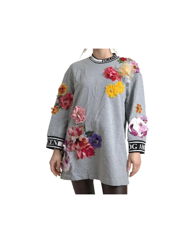 Dolce & Gabbana  Floral Applique Sweatshirt - Gray