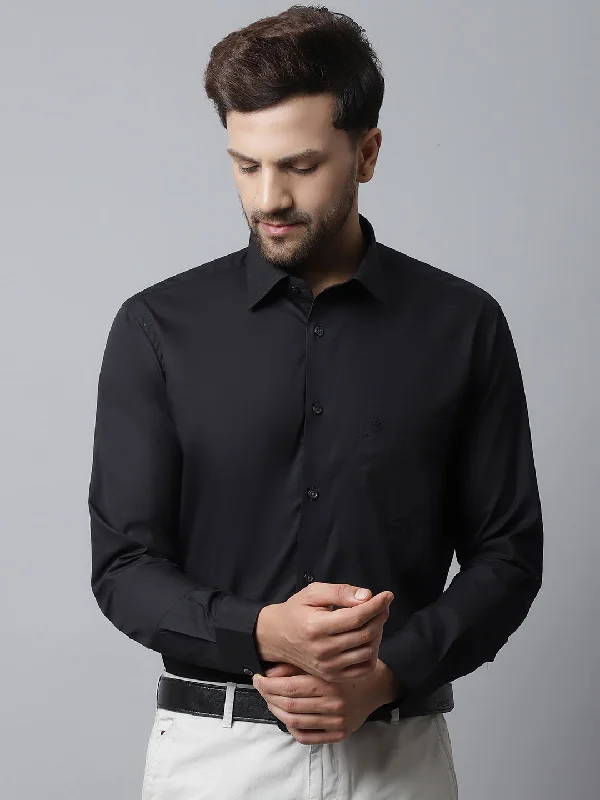 Men's Black Formal Plain Full Sleeve Shirt