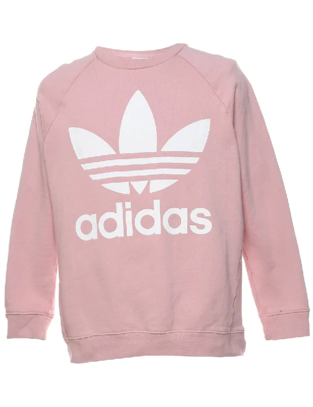 Adidas Pale Pink & White Printed Sweatshirt - M