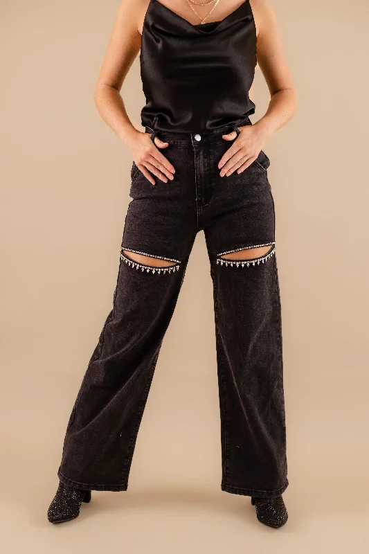 Big Personality Rhinestone Denim-Black