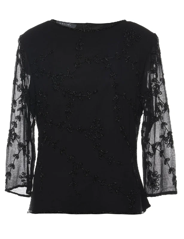 Black Lace Evening Top - M