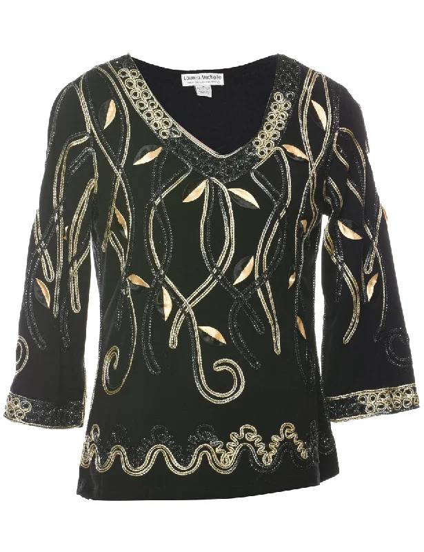 Embroidered Evening Top - M