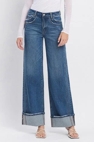 HR Cuffed Panel Baggy Jeans