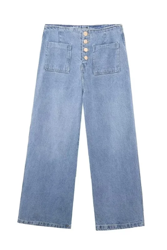 'Kendra' Wide-Leg Cropped Denim Jeans (2 Colors)