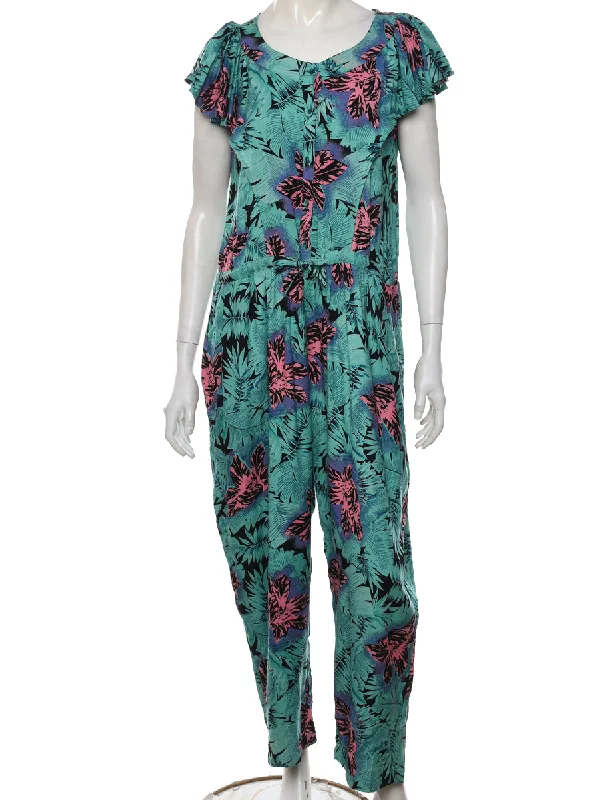 Leafy Print Jumpsuit - L