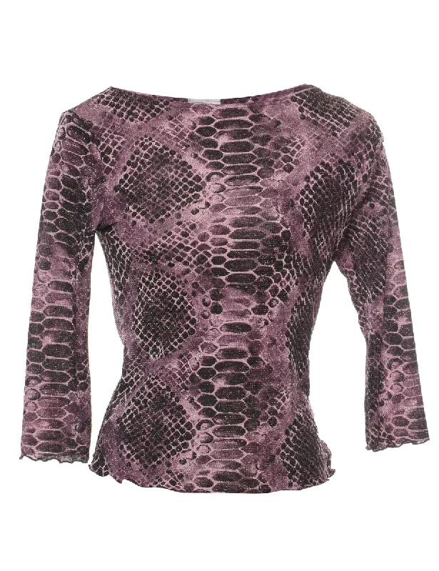 Y2K Plum Metallic Evening Top - S