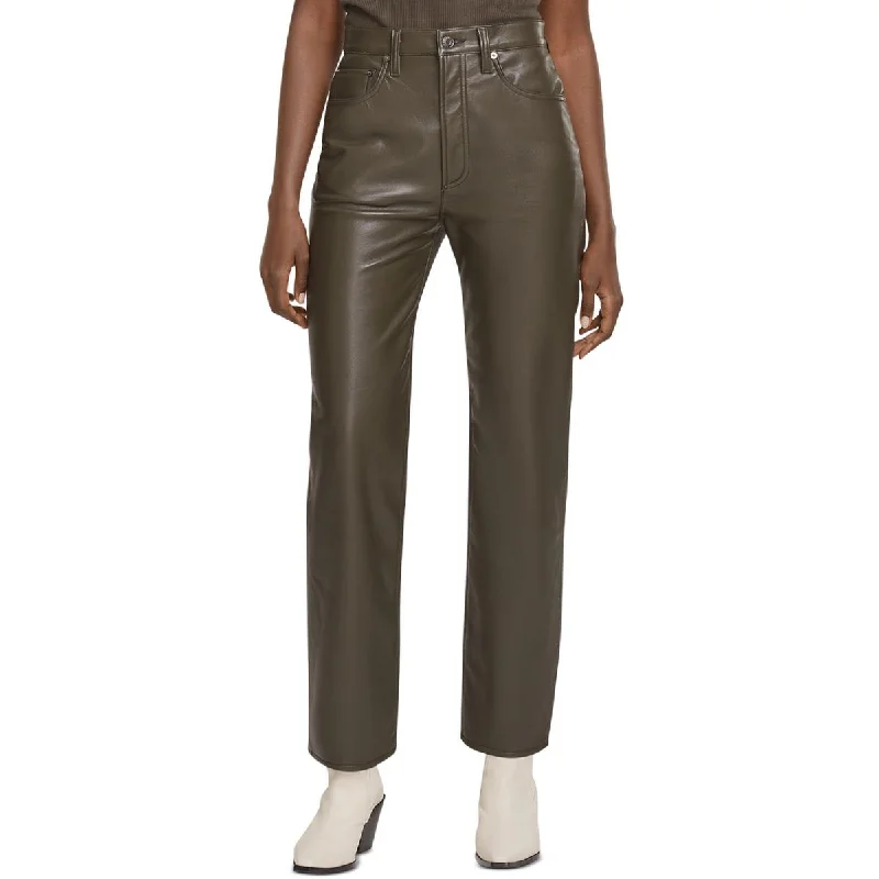 Agolde Womens 90s Leather Blend High Rise Pants