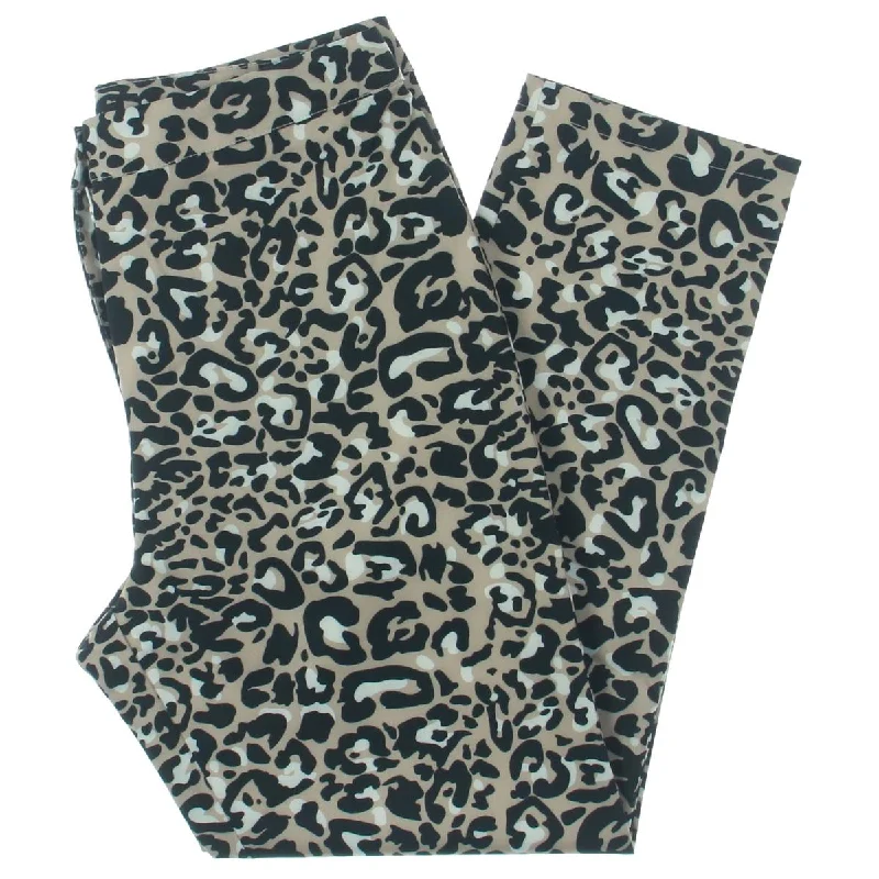 Beulah Womens Animal Print High Rise Pants