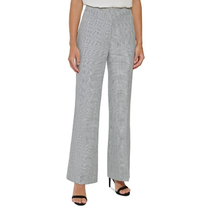 DKNY Womens Petites High-Rise Formal Wide Leg Pants