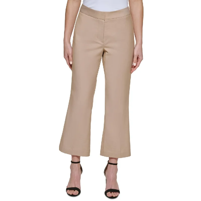 DKNY Womens Woven Flare Ankle Pants