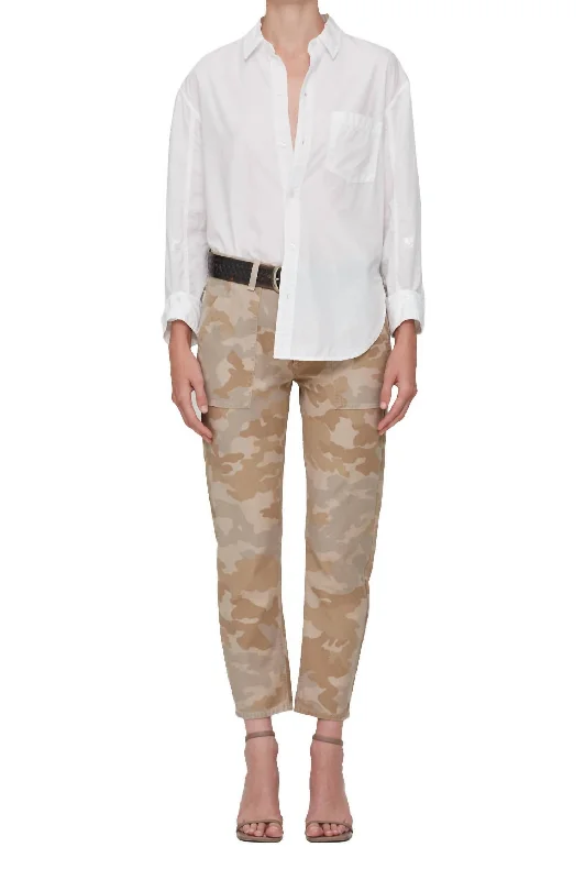 Leah Cargo Pants In Taupe Camo