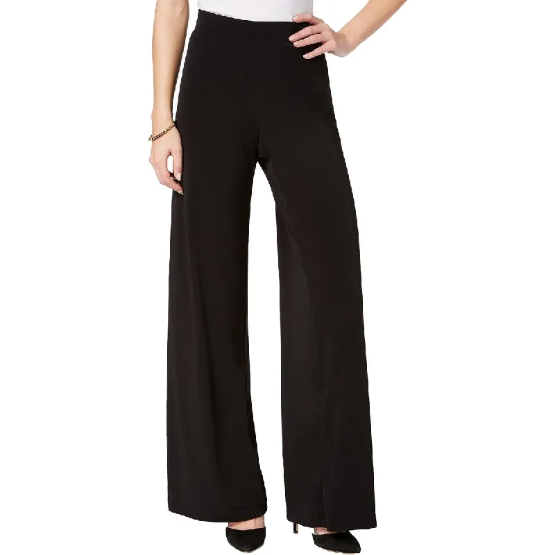 NY Collection Womens Petites Office Mid-Rise Palazzo Pants