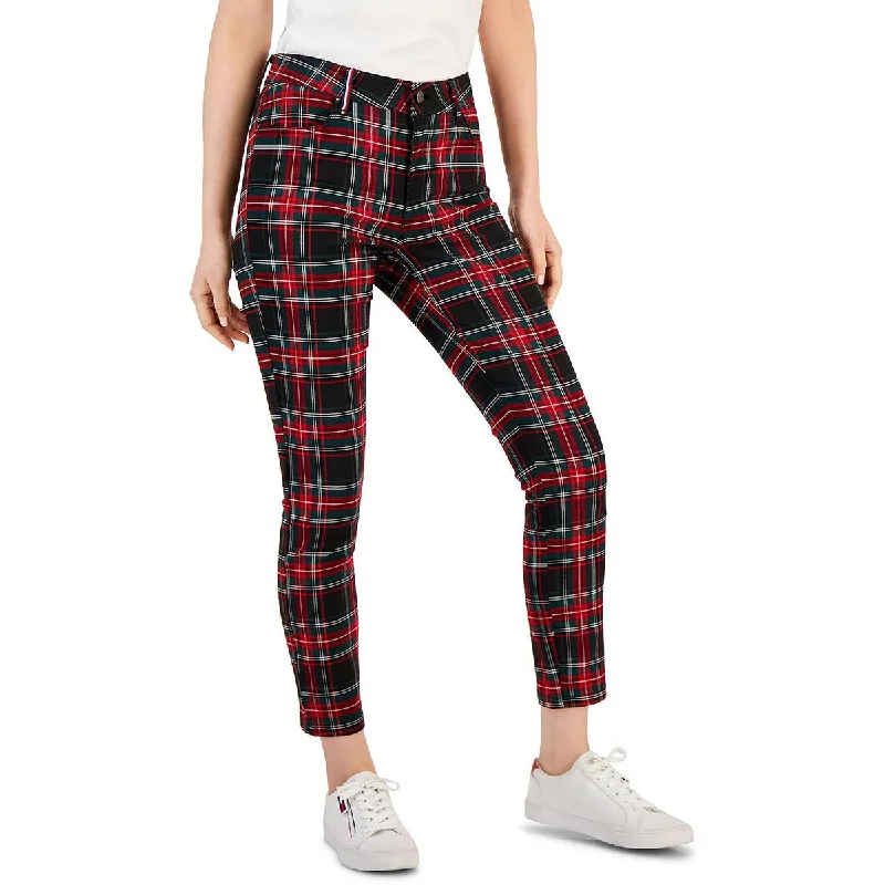 Tommy Hilfiger Womens Tribeca Plaid Crop Skinny Pants